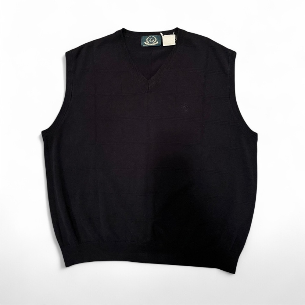 Vintage Men’s Disney Sweater Vest 100% Cotton Size Large Navy Blue Classic Clean